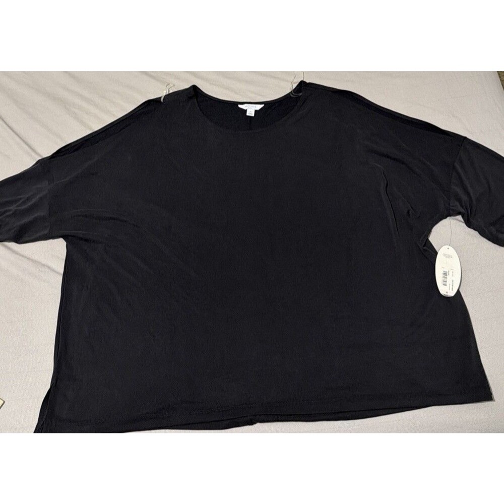 Boutique womens plus size 2X 3/4 sleeve blouse top cold shoulder Black A0047